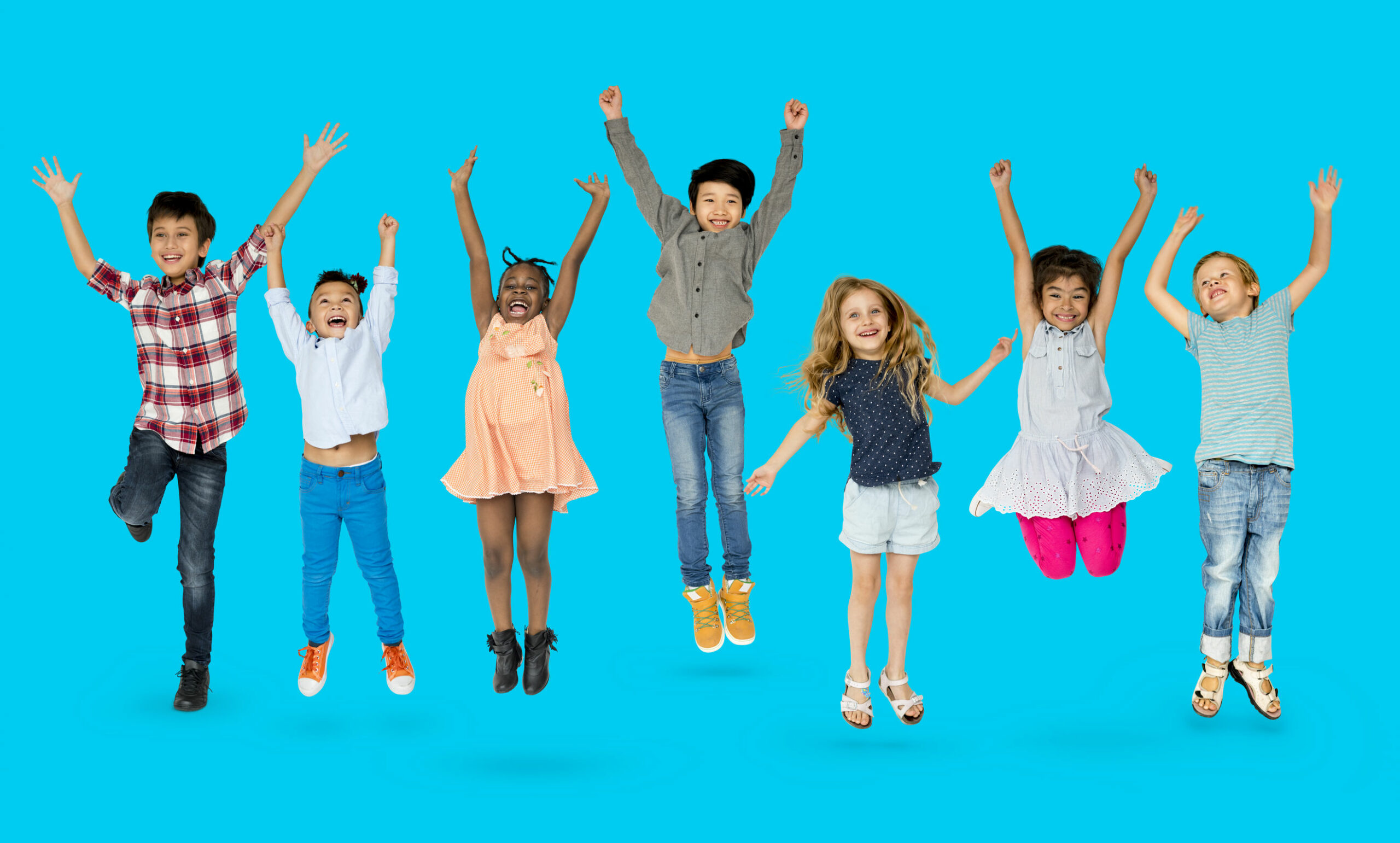 Diverse Group Of Kids Jumping and Having Fun Diverse Group Of Kids Jumping and Having Fun